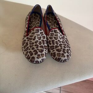 Rothys 10 Mocha Spot Leopard Print Loafers Slip On Shoes